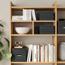 FJÄDERHARV صندوق تخزين مع غطاء, فحمي, 25x35x8 سم