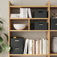 FJÄDERHARV صندوق تخزين مع غطاء, فحمي, 25x35x16 سم