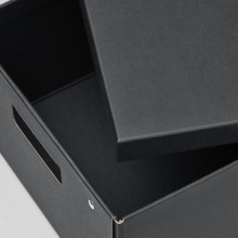 FJÄDERHARV صندوق تخزين مع غطاء, فحمي, 25x35x16 سم