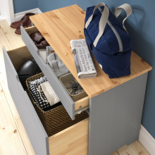 KALLSÖ مقعد طويل بتخزين, رمادي, 80x38x56 سم