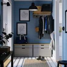 KALLSÖ مقعد طويل بتخزين, رمادي, 80x38x56 سم