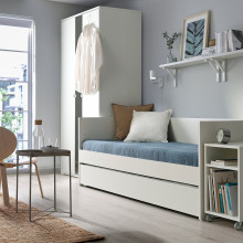 VIHALS تخت نهاري مع تخت متحرك/مرتبتين, أبيض/Ågotnes متين., 80x200 سم