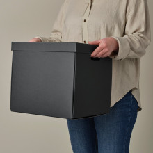 FJÄDERHARV صندوق تخزين مع غطاء, فحمي, 32x35x31 سم