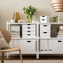 FJÄDERHARV صندوق تخزين مع غطاء, أبيض, 25x35x16 سم