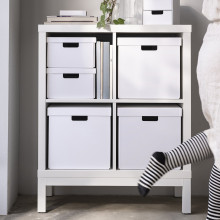 FJÄDERHARV صندوق تخزين مع غطاء, أبيض, 32x35x31 سم