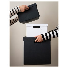 FJÄDERHARV صندوق تخزين مع غطاء, أبيض, 25x35x16 سم