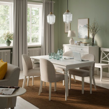 ROSENTORP طاولة قابلة للتمديد, أبيض, 155/215x87 سم