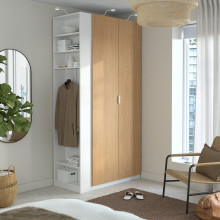 PAX / STORKLINTA تشكيلة دولاب ملابس., أبيض شكل السنديان/أبيض, 120x60x236 سم