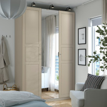 PAX / KAMMARTORP/TYSSEDAL تشكيلة دولاب ملابس., رمادي-بيج/رمادي-بيج زجاج مرايا, 150x60x236 سم