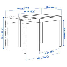 TONSTAD طاولة قابلة للتمديد, قشرة سنديان, 80/120x70 سم