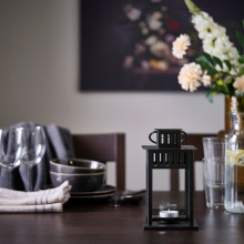 BORRBY فانوس للشموع الصغيرة, داخلي/خارجي أسود, 20 سم