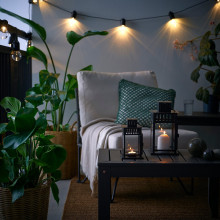 BORRBY فانوس للشموع الصغيرة, داخلي/خارجي أسود, 20 سم